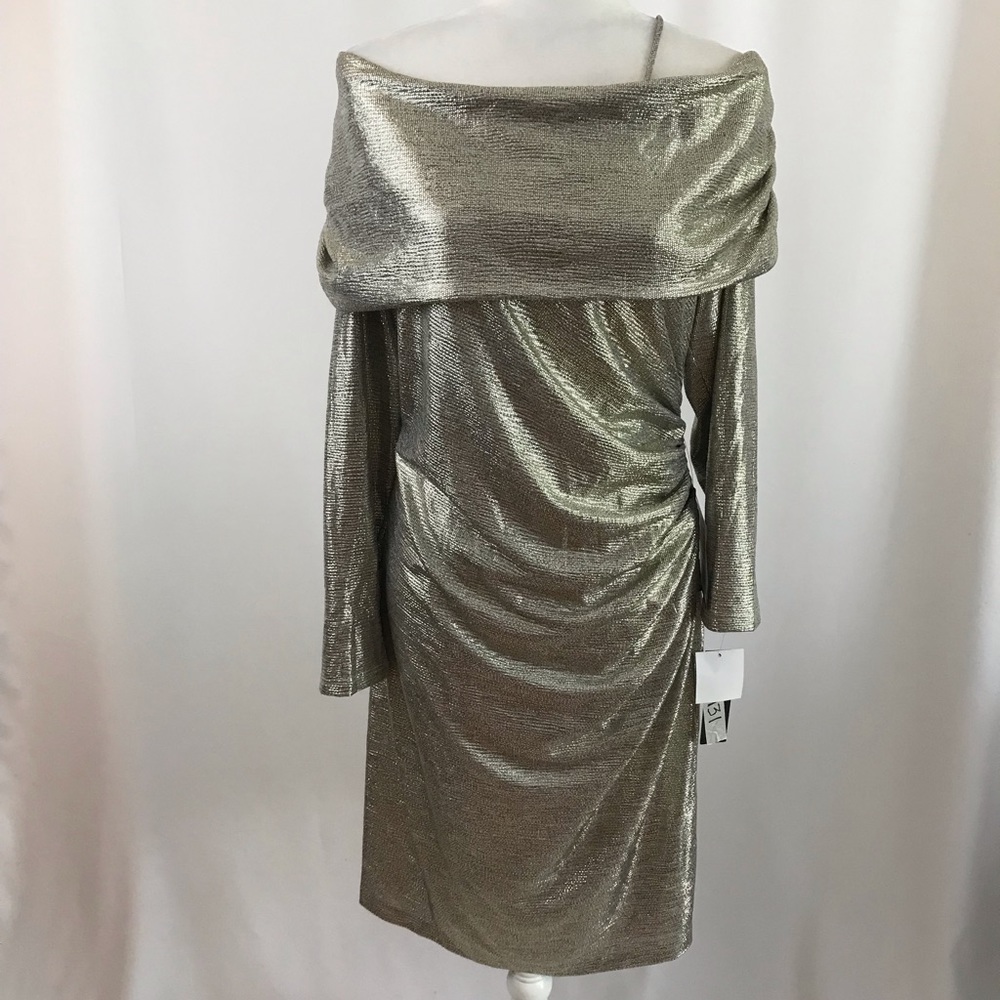 Sheath “liquid silver/gold” dress (#131)